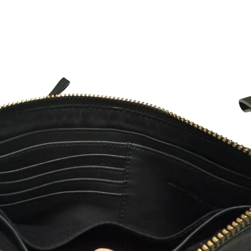 Ann Taylor Black Leather Elegant Wristlet Clutch  Bag